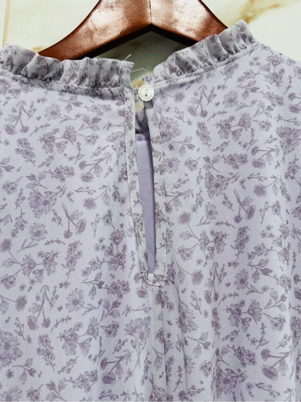 Vintage Cottagecore Lavender Floral Smocked Mini Dress Prairie Romantic Small - Picture 9 of 14